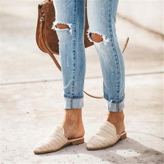 Mode enkla vävda spetsiga platta skor 