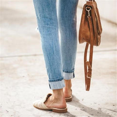 Mode enkla vävda spetsiga platta skor 