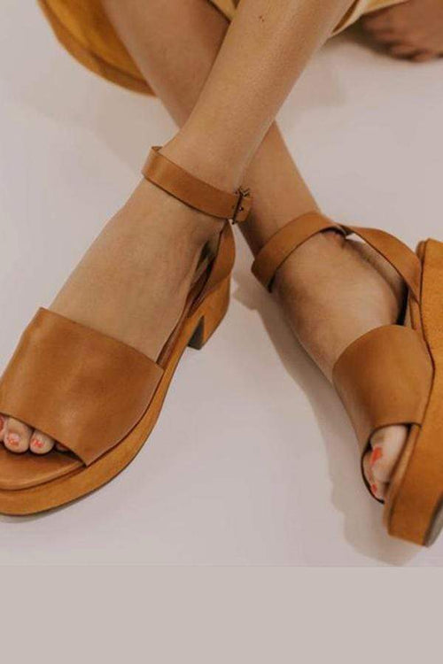 Women Peep Toe Magic Tape Wedges Crossed Sandals