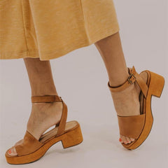 Women Peep Toe Magic Tape Wedges Crossed Sandals
