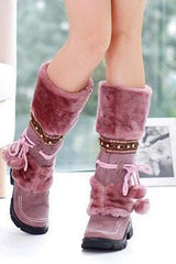 Stor storlek Rhinestone Slip On Mid Calf Warm Knight Boots 