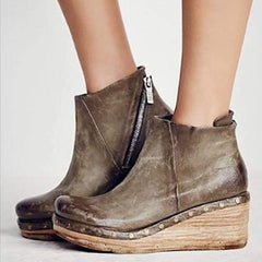 Fashion Winter Wedge Heel Zipper Boots