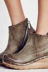 Fashion Winter Wedge Heel Zipper Boots