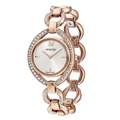 Stella klocka, metallarmband, vit, roséguld ton PVD