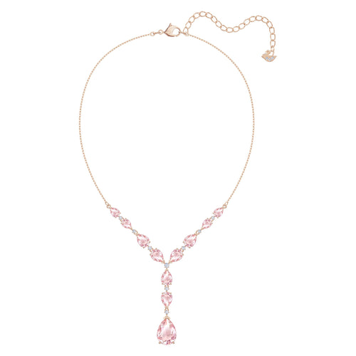 Vintage Necklace, Pink, Rose-gold tone plated