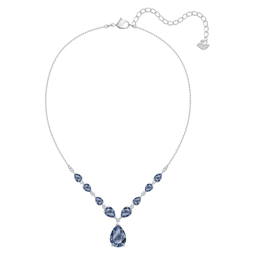 Vintage Necklace, Blue, Rhodium plated