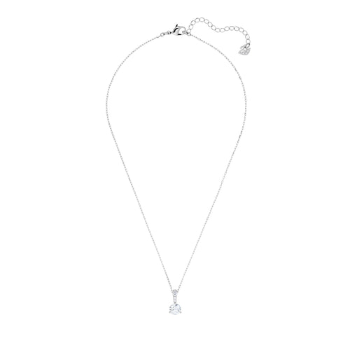 Solitaire Pendant, White, Rhodium plated