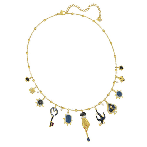 Tarot Magic Necklace, Multi-colored, Gold-tone plated