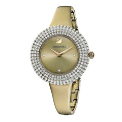 Crystal Rose Watch, Metal Armband, Grå, Champagne-guld ton PVD