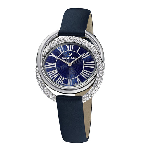 Duo Watch, Läderrem, Blå, Rostfritt stål