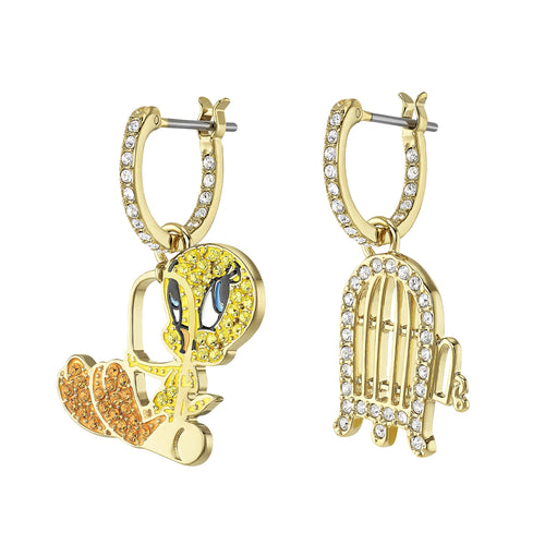Looney Tunes Tweety Hoop Pierced Earrings, Multi-colored, Gold-tone plated