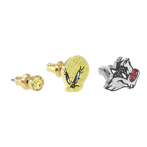 Looney Tunes Pierced Earrings, Multi-colored, Mixed metal finish