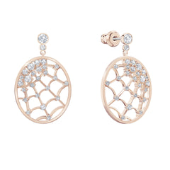 Precisely Drop Pierced Earrings, White, Rose-gold tone plated