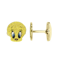 Looney Tunes Tweety manschettknappar, gula, guldfärgade