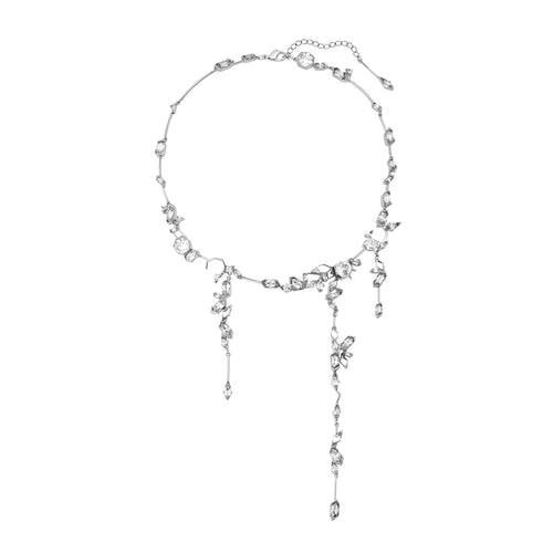 Ice Crack Set, White, Ruthenium plated