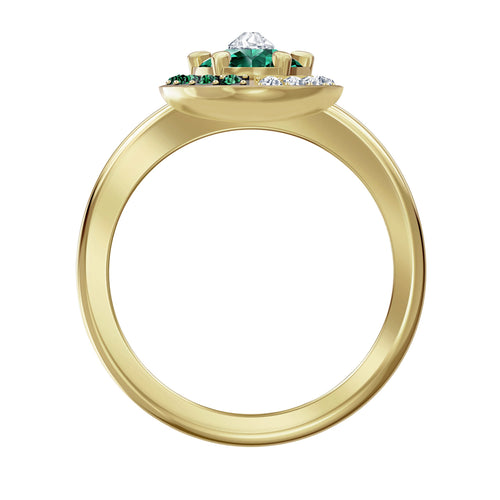 Svart barockmotivring, grön, guldfärgad