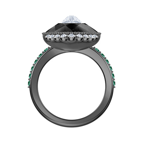 Svart Barockmotiv Ring, Flerfärgad, Rutheniumpläterad