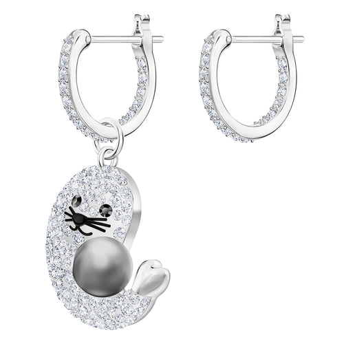 Polar Hoop Pierced Earrings, Multi-colored, Rhodium plated