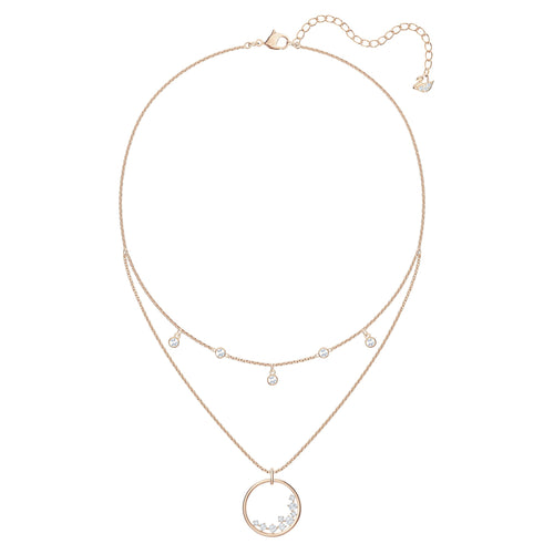 North Necklace, White, Rose-gold tone plated