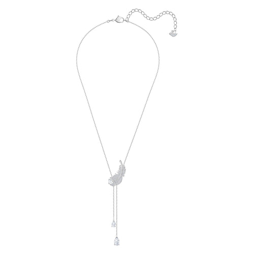 Nice Y Necklace, White, Rhodium plated