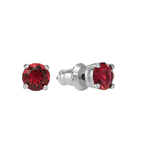 Attract Stud Pierced Earrings, Red, Rhodium plated