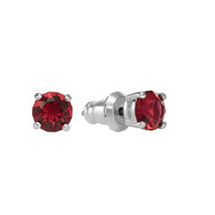 Attract Stud Pierced Earrings, Red, Rhodium plated