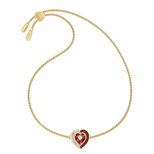 Svart barockarmband, rött, guldfärgat