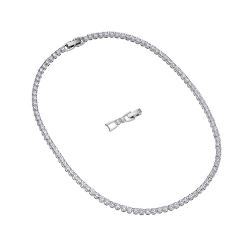 Tennis Deluxe Necklace, White, Rhodium plated