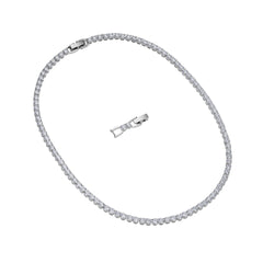 Tennis Deluxe Necklace, White, Rhodium plated