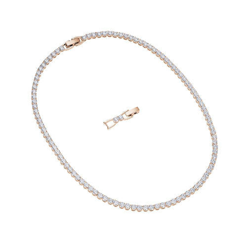 Tennis Deluxe Necklace, White, Rose-gold tone plated