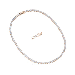 Tennis Deluxe Necklace, White, Rose-gold tone plated