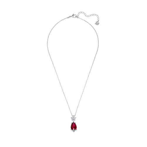 Louison Pendant, Red, Rhodium plated