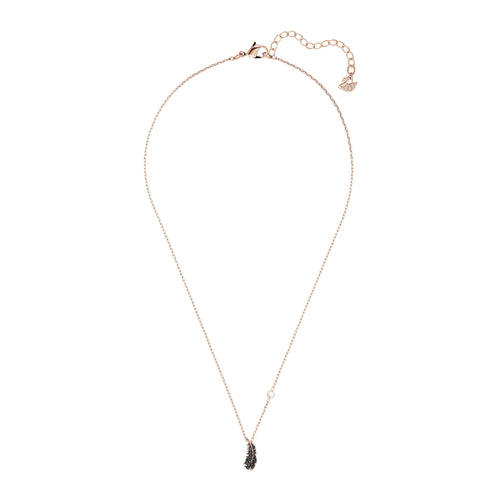 Naughty Necklace, Black, Rose-gold tone plated