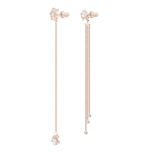 Precisely Pierced Earrings, White, Rose-gold tone plated