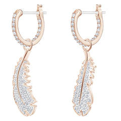 Naughty Hoop Pierced Earrings, White, Rose-gold tone plated