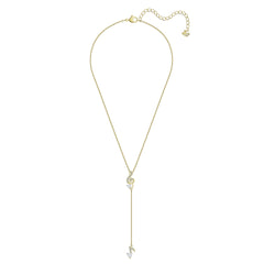 Trevligt Y-halsband, vitt, guldfärgat