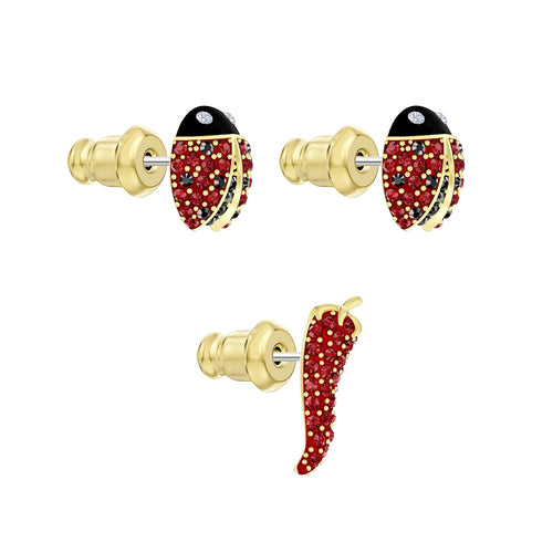 Lisabel Pierced Earrings set, Multi-colored, Gold-tone plated