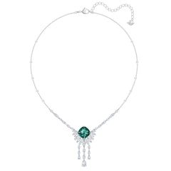 Palace Necklace, Green, Rhodium plated