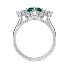 Palace Motiv Ring, Grön, Rhodiumpläterad