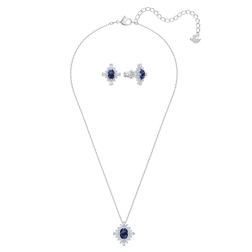 Palace Set, Blue, Rhodium plated