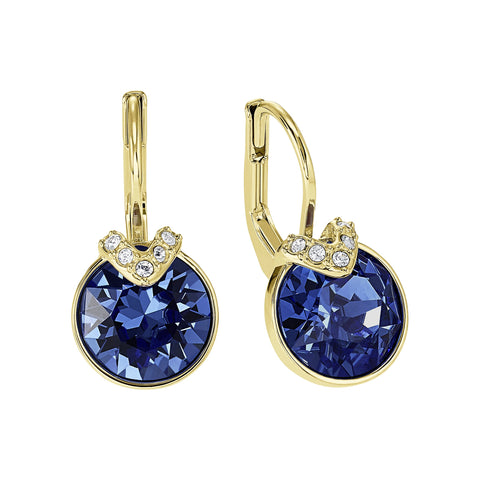 Bella V Pierced Earrings, Blue, Gold-tone plated