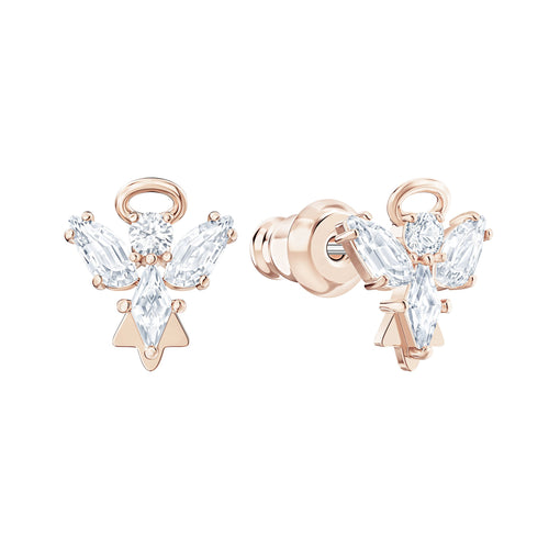 Magic Angel Stud Pierced Earrings, White, Rose-gold tone plated