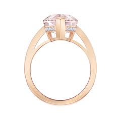 Vintage Cocktailring, rosa, roséguld pläterad