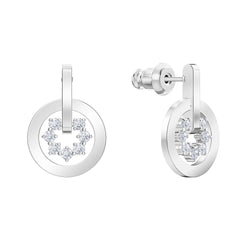 Ytterligare Drop Pierced Örhängen, Vita, Rhodium pläterade