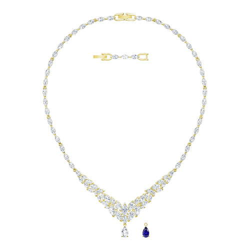 Louison Necklace, White, Gold-tone plated