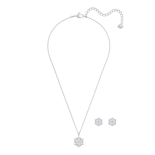 Magic Snowflake Set, White, Rhodium plated
