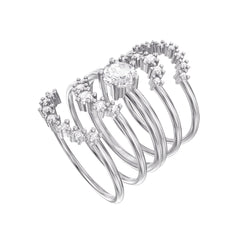 Moonsun Ring Set, Vit, Rhodiumpläterad