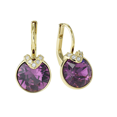 Bella V Pierced Earrings, Purple, Gold-tone plated