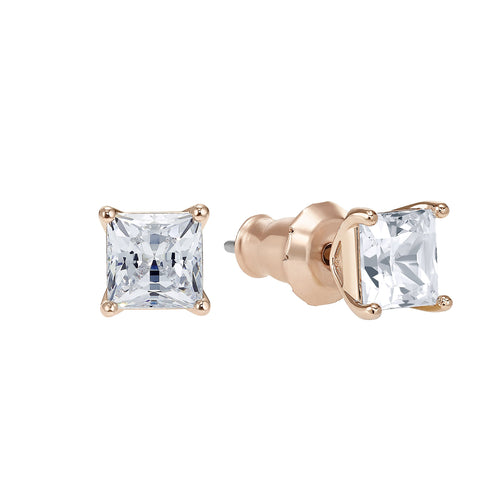 Attract Pierced Earrings, White, Rose-gold tone plated
