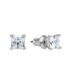 Attract Pierced Earrings, White, Rhodium plated